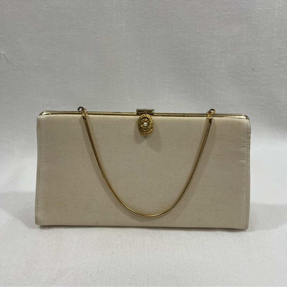 Vintage Ivory Clutch with Gold Embellishments